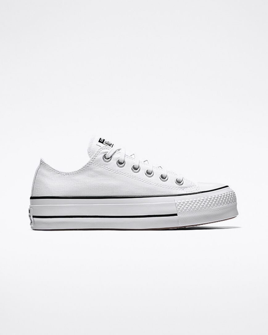 Dámské Boty Na Platformy Converse Chuck Taylor All Star Lift Platene Nízké Bílé Černé Bílé | CZ LSWG03